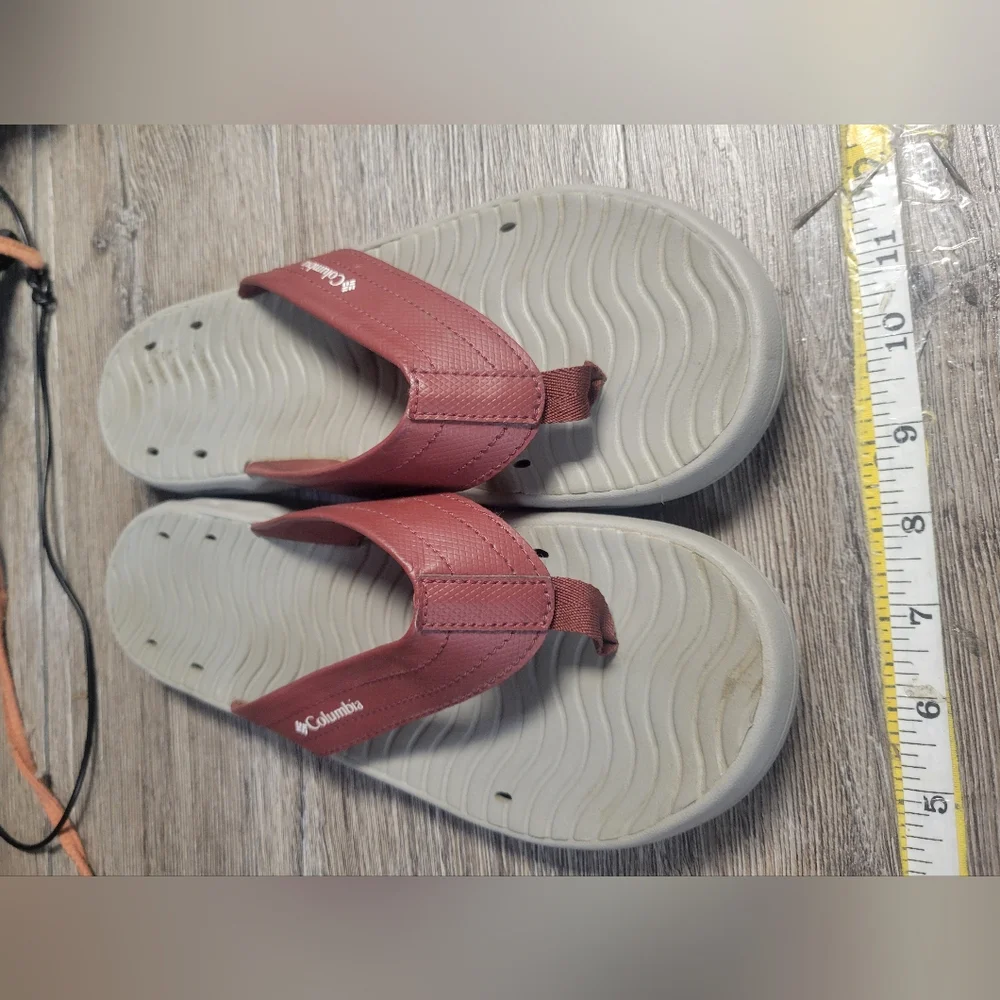 Columbia Mens Vent‎ Cush Flip Flops Maroon and Gray Size 9